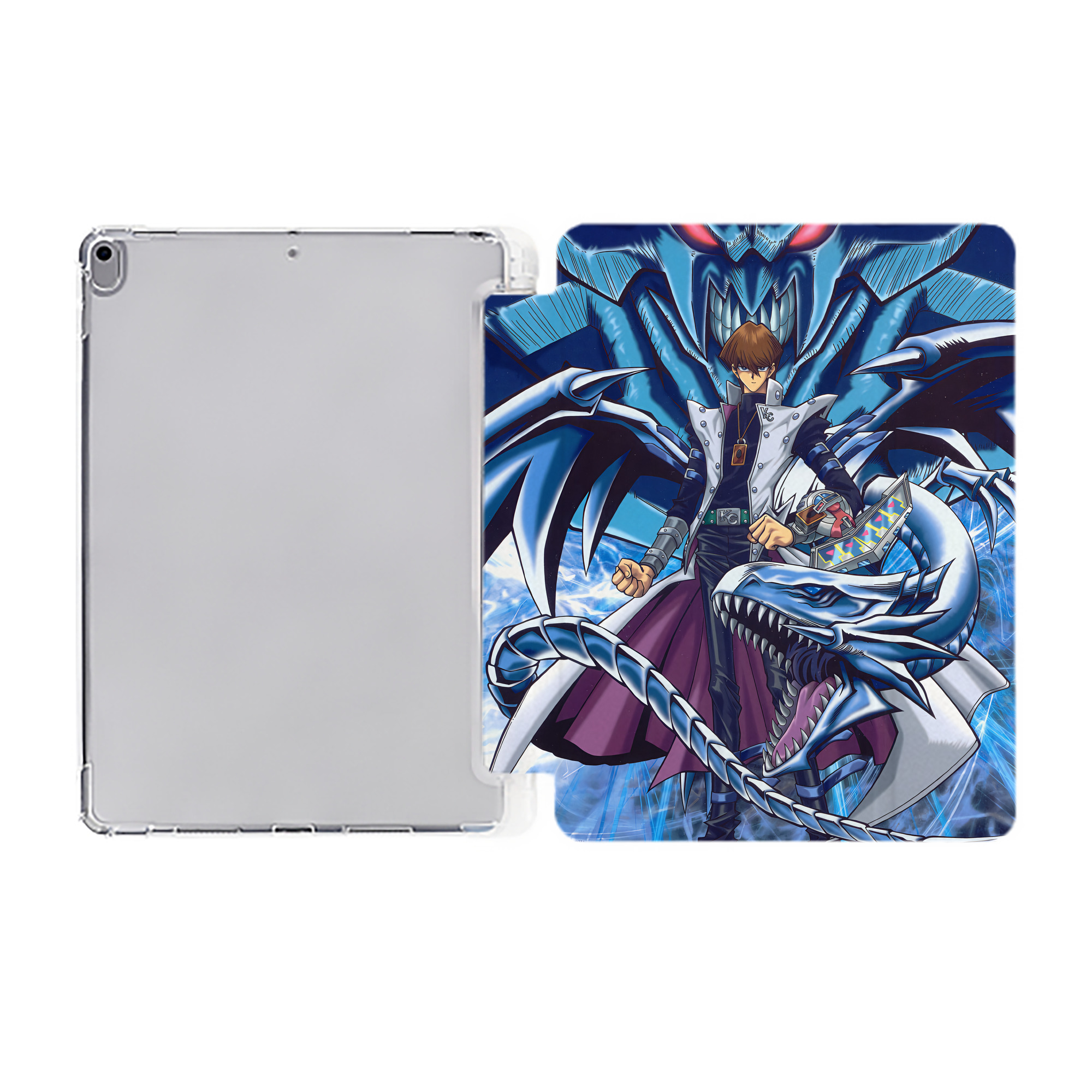 （画像用） 遊☆戯☆王 Yu-Gi-Oh! IPad ケース ペン収納付き 三つ折りスタンド PUレザー×シリコン 対応機種9.5/10.5/10.9インチ